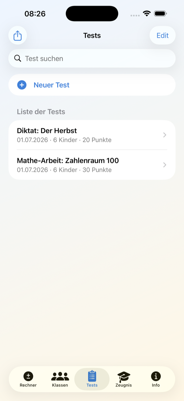 Screenshot: Tests